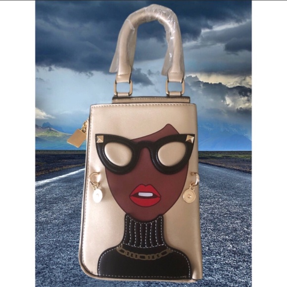 GOLD PERSONALITY BAG CROSSBODY SATCHEL - Picture 2 of 5